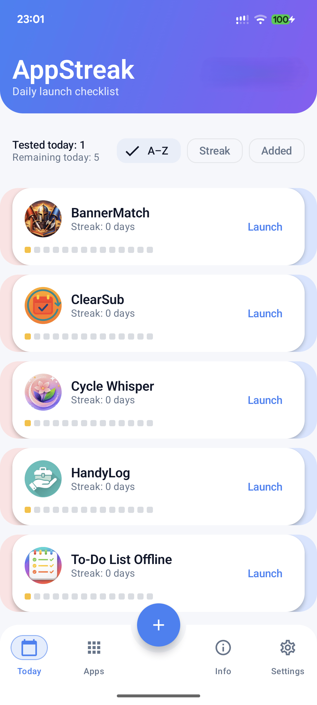 [SCREENSHOT: Today / Pending apps]