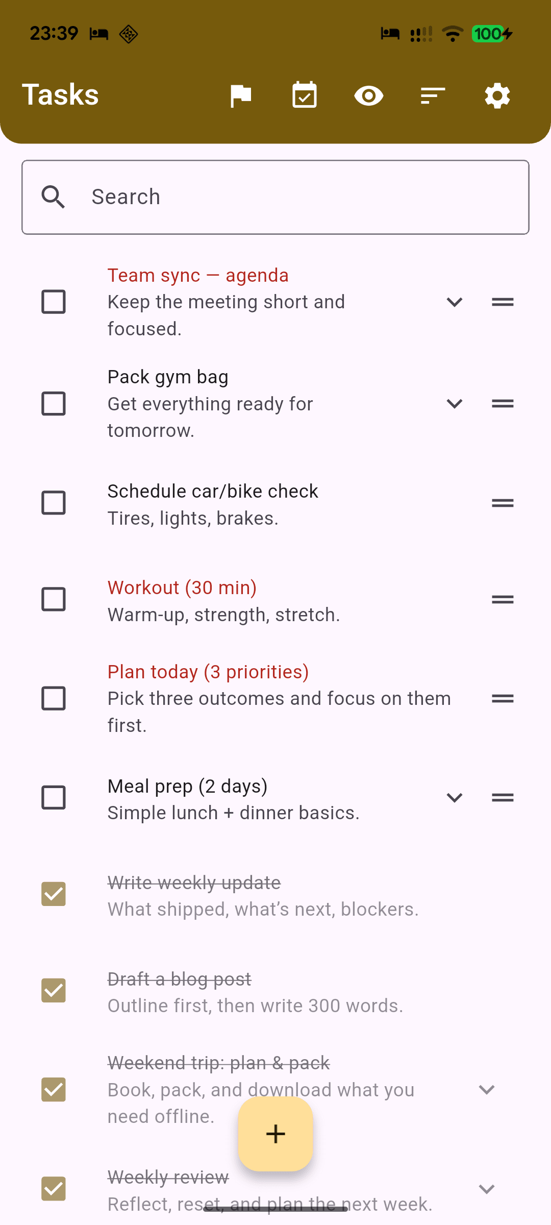 [SCREENSHOT: Task list]